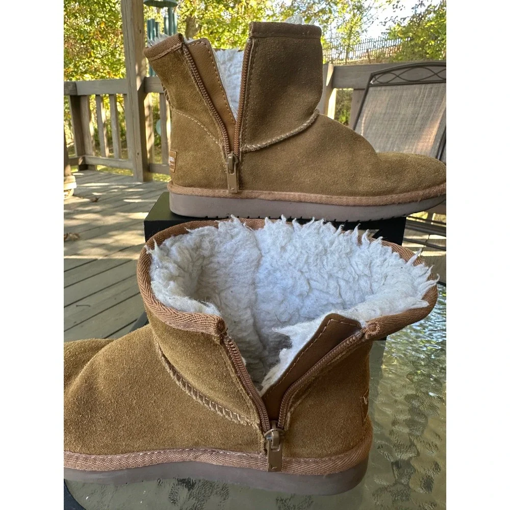 Koolaburra by UGG Kids‎ Suede Leather Zip Winter Ankle Boots Size 6